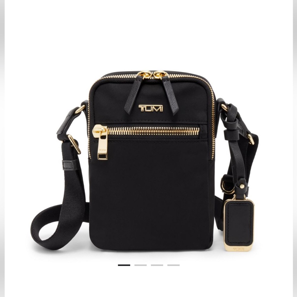 Tumi Voyageur Persia Black and Gold Crossbody Bag